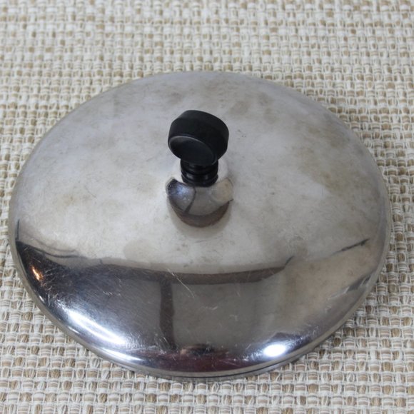 VINTAGE FARBERWARE 7.25" REPLACEMENT LID ONLY STAINLESS BLACK KNOB - Picture 14 of 14